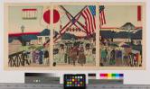 東京名所内　米国前大統領グランド公市中遊覧日本橋大国旗壮観之真図 