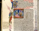 Prophet Nahum， in an initial. From a bible， in Latin. Northern Italy (Padua)， c. 1300
