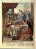 Dressed Print，' Cavalier and Lady Drinking Chocolate. 