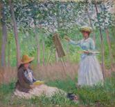 In the Woods at Giverny: Blanche Hoschede at her easel with Suzanne Hoschede reading, 1887 