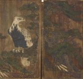 松の木に鷲図、桃山時代、17世紀か