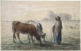 農家の娘と二頭の牛