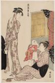 Woman in Bathrobe and Mother Playing with Baby (注釈参照)