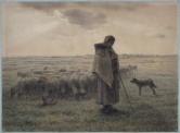 Shepherdess with her Flock and Dog