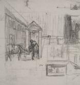 Perspective Studies (recto):，Man Seated on a Bale of Grain. Study for Harvesters Resting (verso)