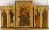 三連画：キリストの誕生と、それを囲む4人の聖人
