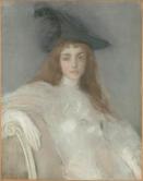 黒い帽子を被る若い女性の肖像