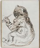 アルバム : 筆を持って描く猫　1831年付