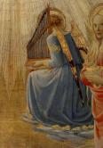 Coronation of the Virgin - detail (angel playing music), c. 1434-35