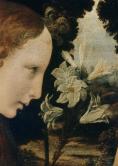 Annunciation - detail (angel's face with lilies)